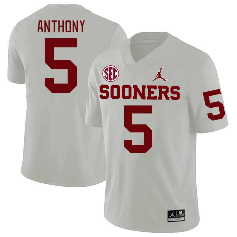 #5 Andrel Anthony Oklahoma Sooners 2024 SEC Conference College Football Jerseys-White